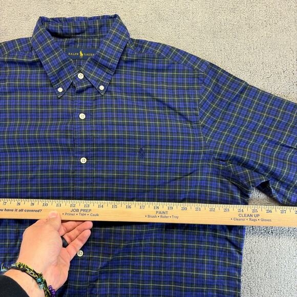 Ralph Lauren Button Down Shirt Men's XL Tartan Plaid Cotton Long Sleeve Preppy - Picture 5 of 8